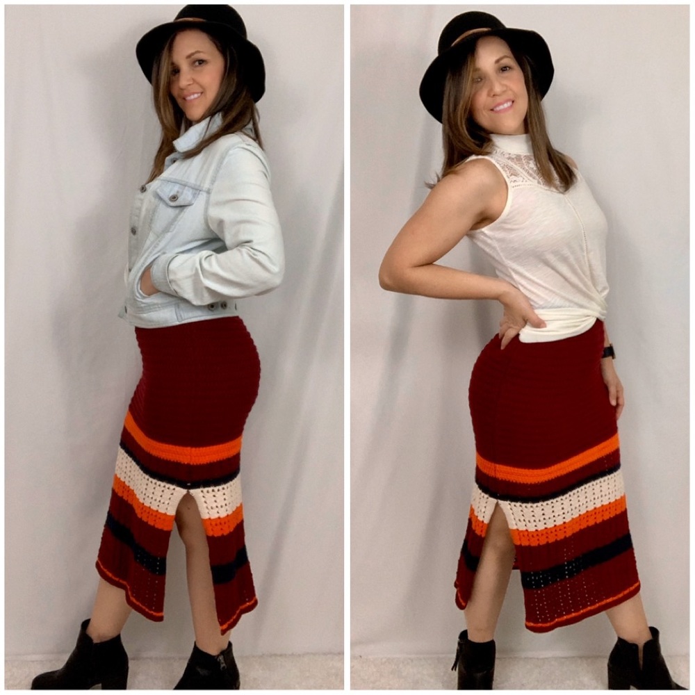 Free People Cotton knit Midi Skirt